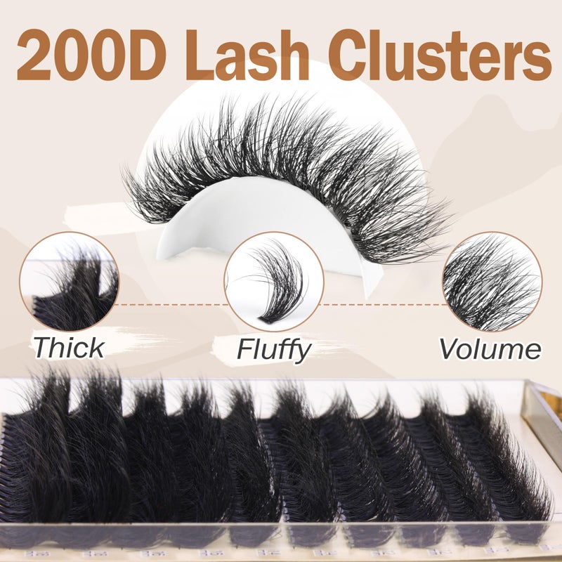 Focipeysa Full Volume Eyelash Clusters DIY Lash Extension 10-18MIX D-Curly Lash Clusters 200D Wispy Individual Lashes Extensions Clusters Eyelashes DIY Lash for Beginners by Focipeysa - Image 4