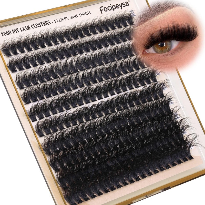 Focipeysa Full Volume Eyelash Clusters DIY Lash Extension 10-18MIX D-Curly Lash Clusters 200D Wispy Individual Lashes Extensions Clusters Eyelashes DIY Lash for Beginners by Focipeysa - Image 1