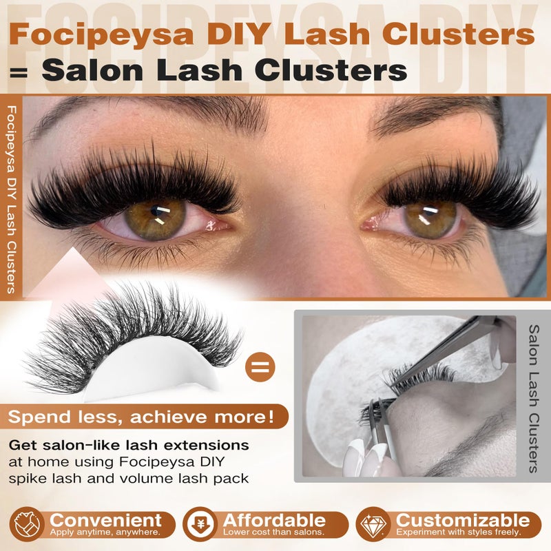 Focipeysa Full Volume Eyelash Clusters DIY Lash Extension 10-18MIX D-Curly Lash Clusters 200D Wispy Individual Lashes Extensions Clusters Eyelashes DIY Lash for Beginners by Focipeysa - Image 2