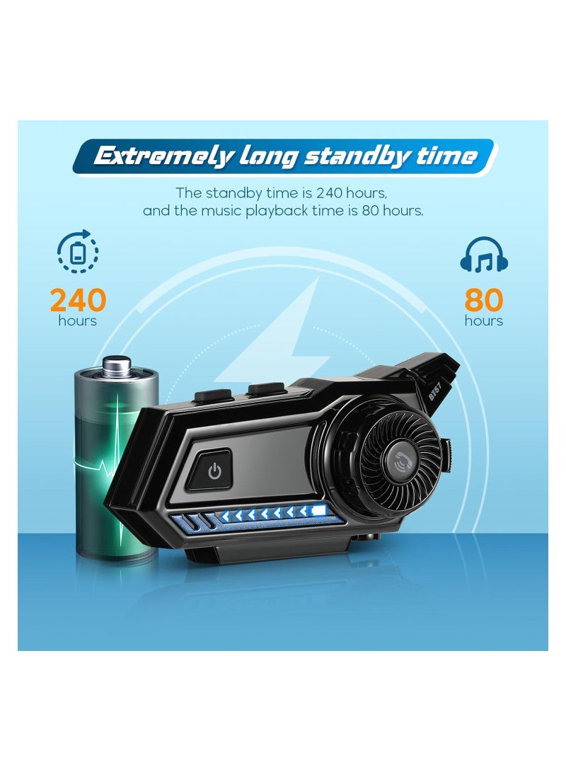 Loquat Motorcycle Helmet Bluetooth, Bluetooth 5.3 EDR Wireless Motorcycle Headset, Automatic Answer Motorcycle Headset, High Sound Quality Headphone, Helmet Headphone (with Tail Light, 3 Flashing Modes) - Image 4