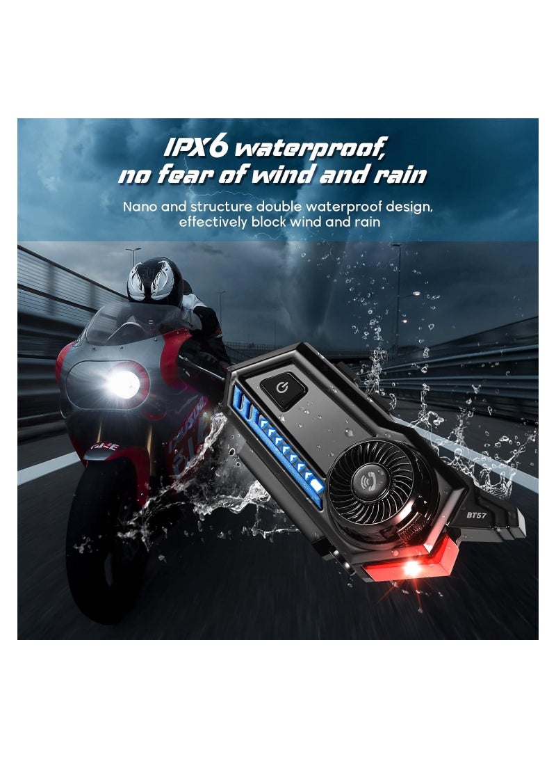 Loquat Motorcycle Helmet Bluetooth, Bluetooth 5.3 EDR Wireless Motorcycle Headset, Automatic Answer Motorcycle Headset, High Sound Quality Headphone, Helmet Headphone (with Tail Light, 3 Flashing Modes) - Image 2