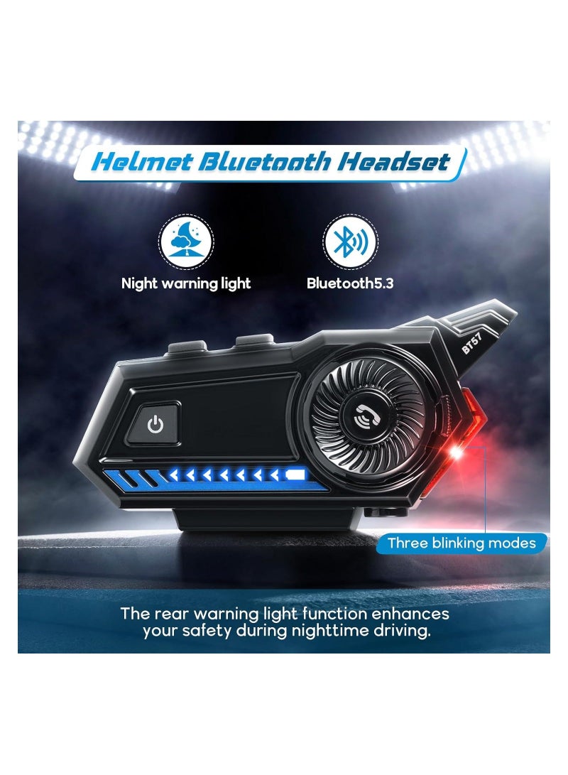 Loquat Motorcycle Helmet Bluetooth, Bluetooth 5.3 EDR Wireless Motorcycle Headset, Automatic Answer Motorcycle Headset, High Sound Quality Headphone, Helmet Headphone (with Tail Light, 3 Flashing Modes) - Image 3