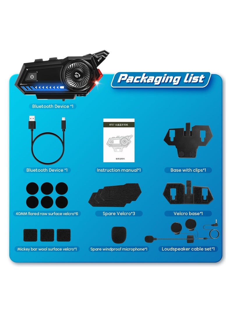 Loquat Motorcycle Helmet Bluetooth, Bluetooth 5.3 EDR Wireless Motorcycle Headset, Automatic Answer Motorcycle Headset, High Sound Quality Headphone, Helmet Headphone (with Tail Light, 3 Flashing Modes) - Image 5