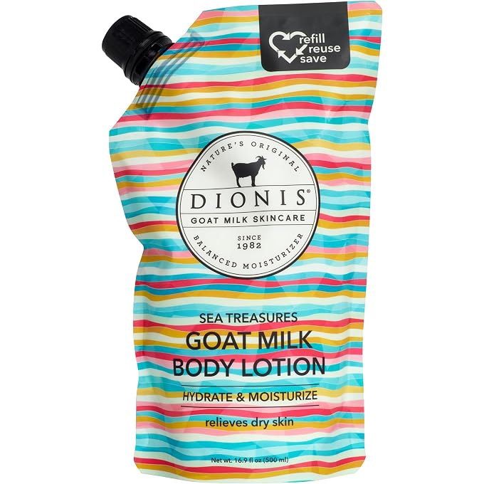 Dionis Goat Milk Lotion Refill for Dry Skin, Sea Treasures, 16.9 oz - Image 1