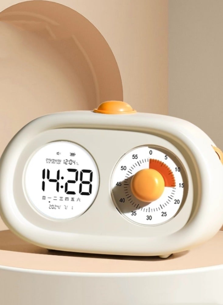 Elementary School Children's alarm clock Timer Time Management Autonomic Artifact Learning Alarm Clock For Special Use【Off-white】