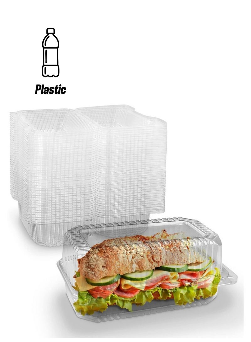 MT Products Disposable Sturdy Plastic Hinged Loaf Containers Durable Small Hoagie Container (Pack Of 40) Made In The Usa - Image 1