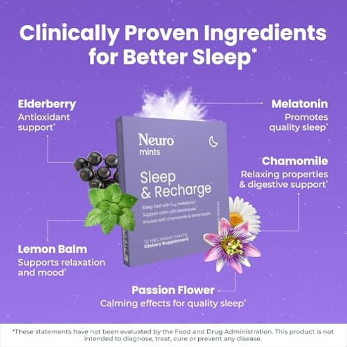 Neuro Sleep & Recharge Meltaway Mints - Sleep Aid for Adults with Melatonin 1mg, Chamomile & Elderberry - Travel Essentials for Nighttime Relaxation & Healthy Rest Cycle - Mixed Berry (72 ct) - Image 3