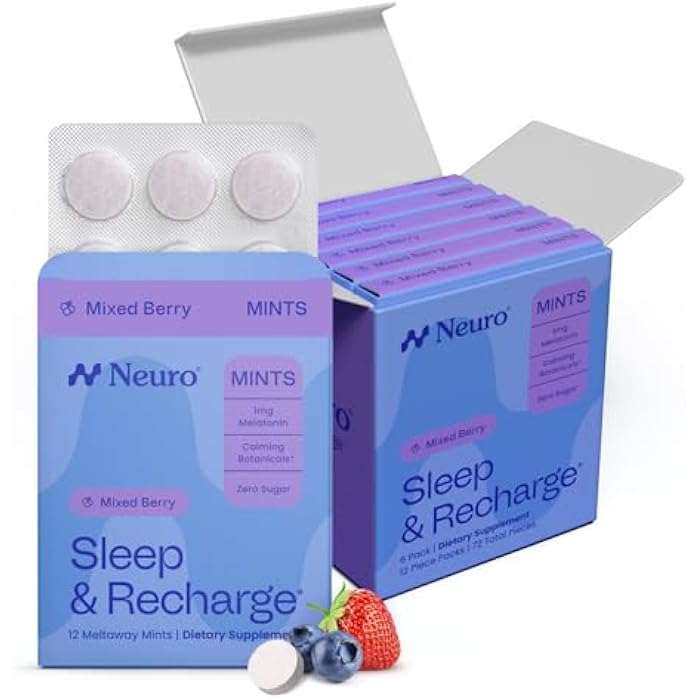 Neuro Sleep & Recharge Meltaway Mints - Sleep Aid for Adults with Melatonin 1mg, Chamomile & Elderberry - Travel Essentials for Nighttime Relaxation & Healthy Rest Cycle - Mixed Berry (72 ct) - Image 1