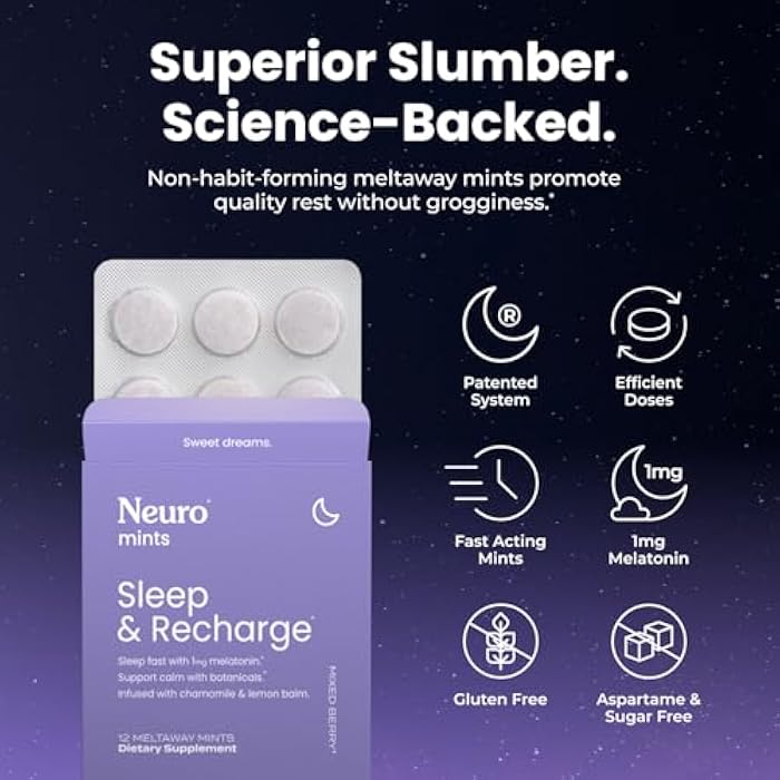 Neuro Sleep & Recharge Meltaway Mints - Sleep Aid for Adults with Melatonin 1mg, Chamomile & Elderberry - Travel Essentials for Nighttime Relaxation & Healthy Rest Cycle - Mixed Berry (72 ct) - Image 4