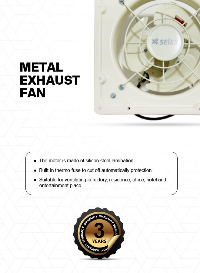 Selex 8'' Heavy Duty Metal Exhaust Fan – Durable Design, High Airflow Performance, Wall Mount, Energy-Efficient Ventilation for Home, Kitchen, Bathroom & Office (3 Year Warranty) - Image 2