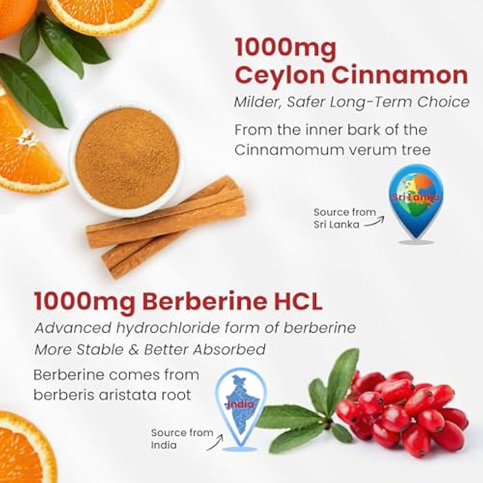 NEVISS Ceylon Cinnamon Berberine Gummies 2000mg Sugar Free, Organic Berberine HCI Supplement with Ceylon Cinnamon, Bitter Melon, Green Tea, Chromium, Magnesium Glycinate & Methyl B12 for Women & Men, 120ct - Image 3