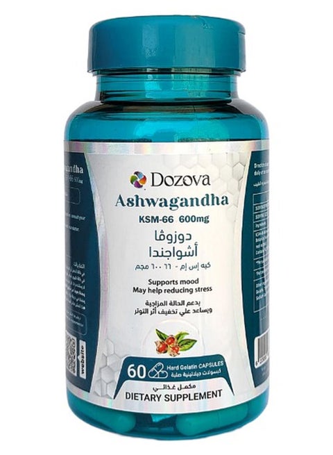 دوزوفا اشواجندا -كي اس ام 66 "الجينسنج  الهندي" مستخلص من الجذور  600 مجم، يدعم الحالة المزاجية و يساعد على تخفيف أثر التوتر، 60 كبسولة