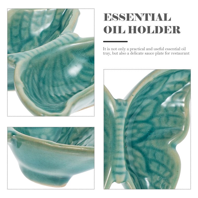 Green Ceramic Condiment Dish Essential Oil Holder Grapefruit Fragrance Spa Decor - Image 4