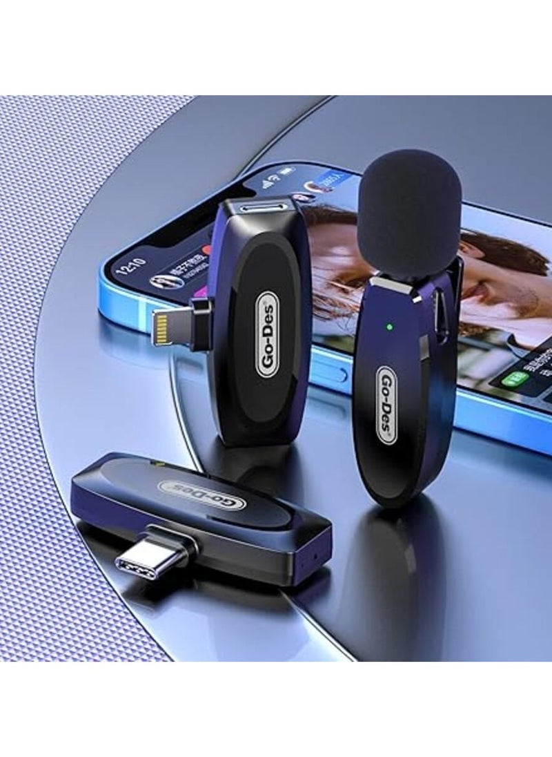 GO-DES GD-WS301TC Wireless Digital Lapel Microphone – Plug-and-Play USB-C Lavalier Mic with Noise Cancellation, 2.4GHz Transmission, 20m Range, Rechargeable Battery, Ideal for Vlogging, Live Streaming, Interviews, and Online Classes​ - Image 2