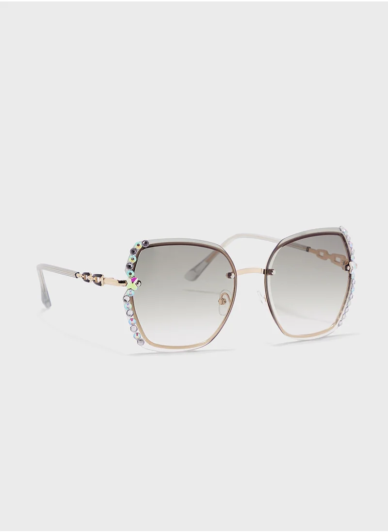 ايلا Jeweled Frame Oversized Sunglasses