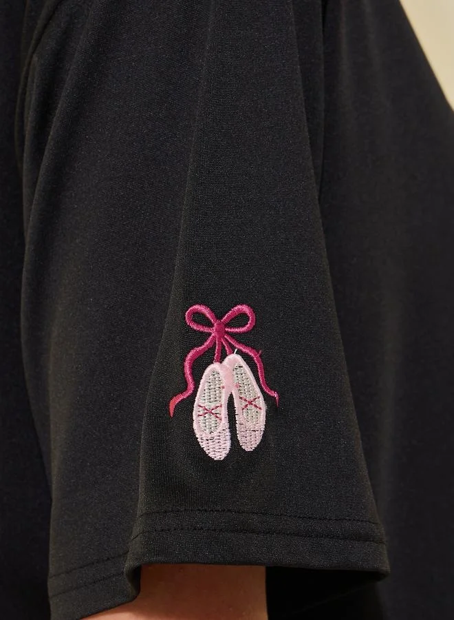Take Two Embroidered Round Neck Regular Fit T-Shirt