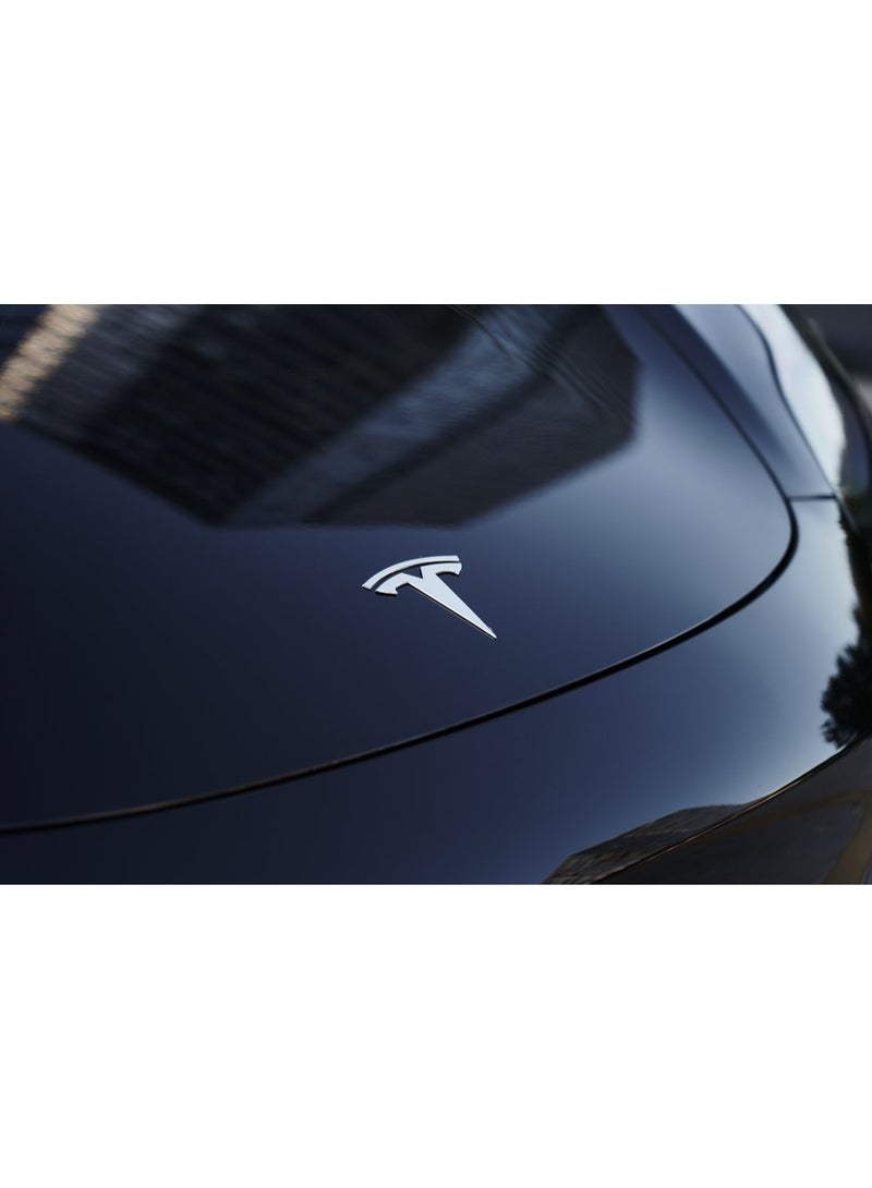 HPS 3D Front Emblem for Tesla Model 3/Y – Chrome Silver & Matte Black Finish (ABS)  - Image 4