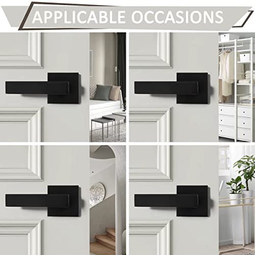 Probrico [Pack of 5 Door Lever Dummy Lever Door Handle for Closets French Doors,Square Dummy Door Lever,Non-Turning Single Side Pull with Black Finish,Easy Installation Pull Only Lever Set - Image 5