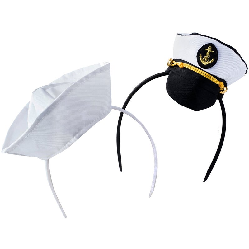 Tigerdoe Mini Sailor Hat Headbands 2 Pack Yacht Captain Costume Hats on Headbands - Image 2