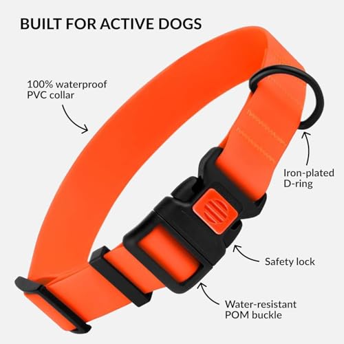CollarDirect Waterproof Dog Collar - Silicone, Plastic Collar, Odor-Resistant, Easy to Clean, for Large, Medium, Small Dogs - Adjustable Collar with Breakaway Buckle (Neck Fit 10"-13", Orange) - Image 2