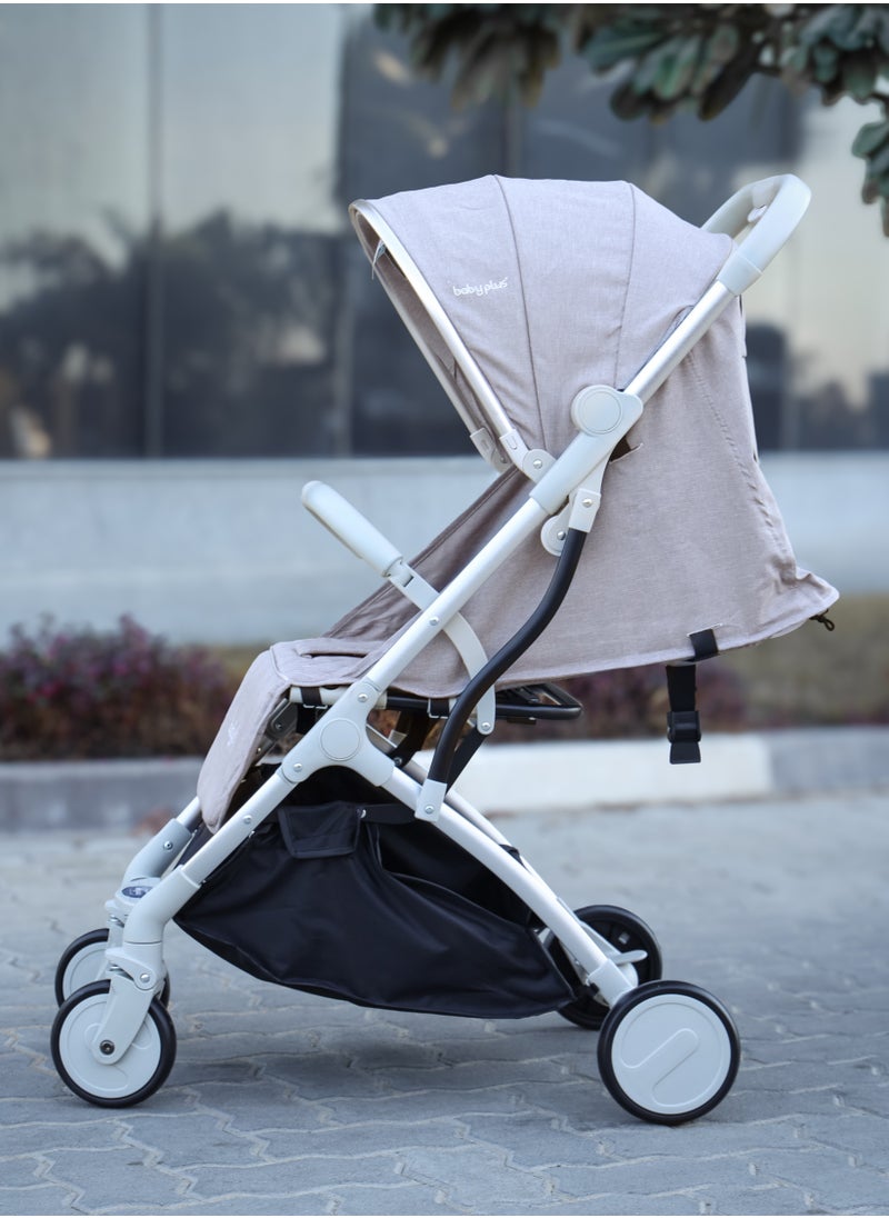 BABY PLUS - BABY PLUS Ultimate Comfort Baby Stroller - Lightweight, Foldable, Adjustable Seat, Canopy & Safety Belt, For Infants & Toddlers, 0-3 Years (GREY) - Image 1