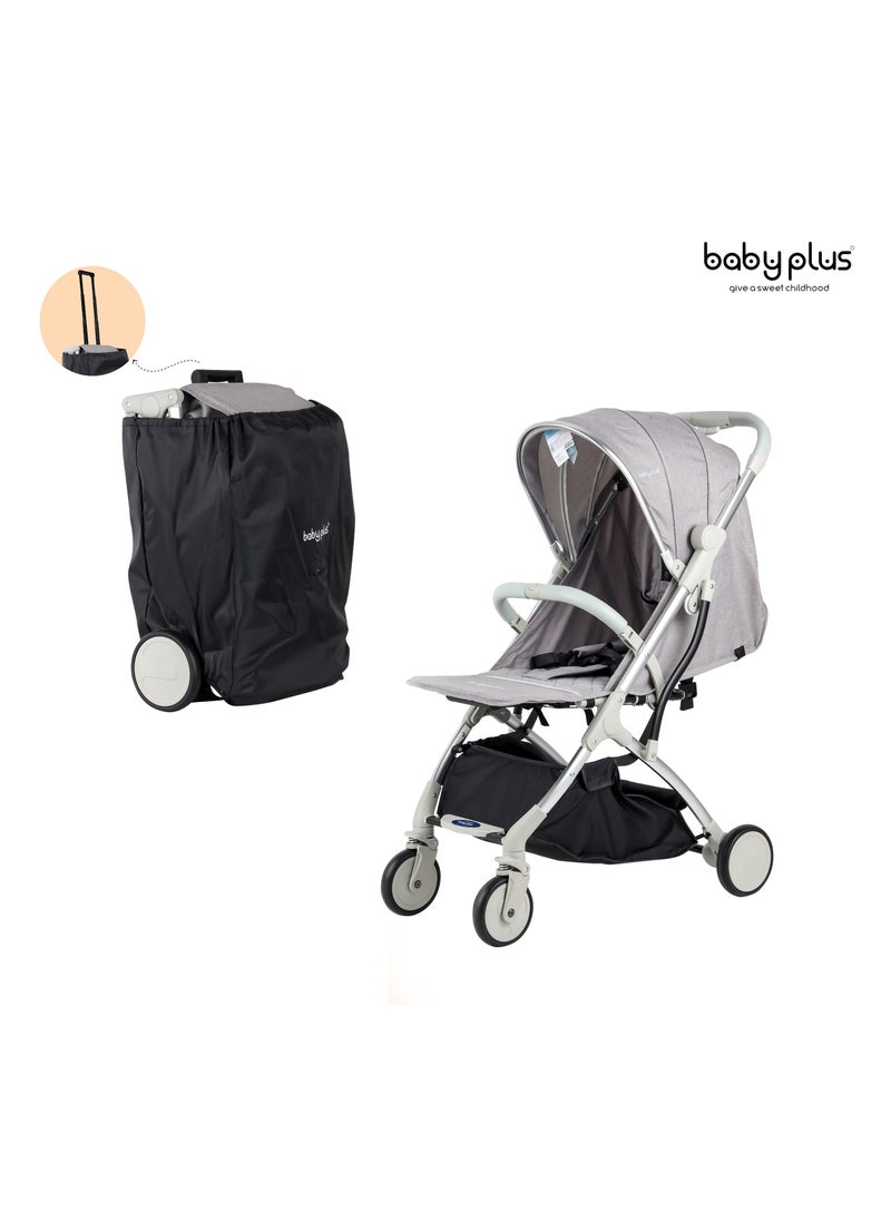 BABY PLUS - BABY PLUS Ultimate Comfort Baby Stroller - Lightweight, Foldable, Adjustable Seat, Canopy & Safety Belt, For Infants & Toddlers, 0-3 Years (GREY) - Image 1