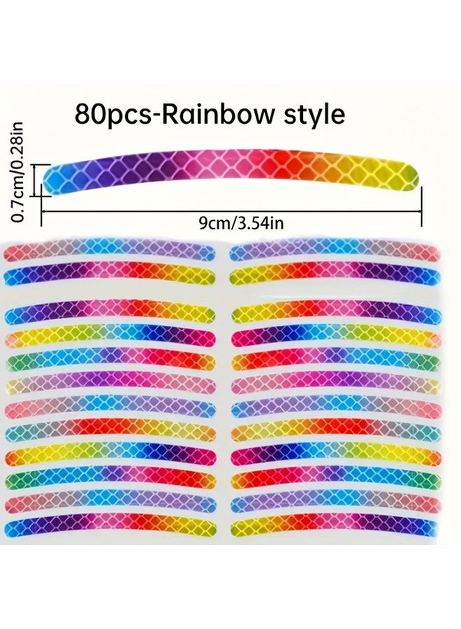 10 80pcs Rainbow Motorcycle Wheel Rim Reflectors High Visibility Reflective Stickers Waterproof Durable Decals For Night Riding Safety - Image 2