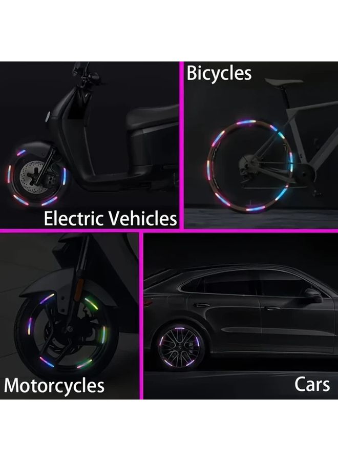 10 80pcs Rainbow Motorcycle Wheel Rim Reflectors High Visibility Reflective Stickers Waterproof Durable Decals For Night Riding Safety - Image 4