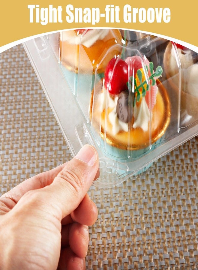 Vyndicca 20 Pack Plastic Cupcake Containers, 4 Compartment Cupcake Carrier, Clear Cupcakes Boxes Holders with Lids, 4 Cavity Stackable Disposable Cupcakes Carriers for Muffins Storage - Image 3