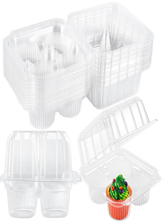 Vyndicca 20 Pack Plastic Cupcake Containers, 4 Compartment Cupcake Carrier, Clear Cupcakes Boxes Holders with Lids, 4 Cavity Stackable Disposable Cupcakes Carriers for Muffins Storage - Image 1
