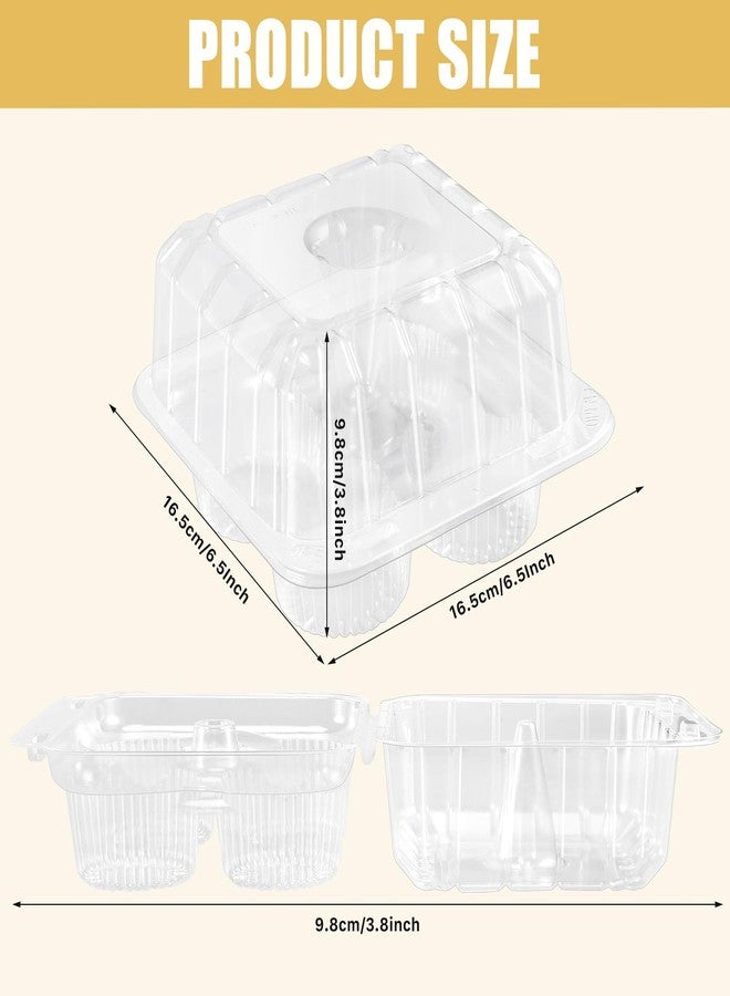 Vyndicca 20 Pack Plastic Cupcake Containers, 4 Compartment Cupcake Carrier, Clear Cupcakes Boxes Holders with Lids, 4 Cavity Stackable Disposable Cupcakes Carriers for Muffins Storage - Image 2
