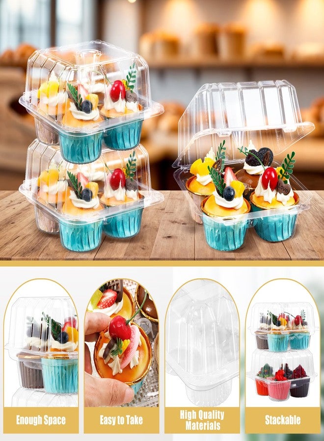 Vyndicca 20 Pack Plastic Cupcake Containers, 4 Compartment Cupcake Carrier, Clear Cupcakes Boxes Holders with Lids, 4 Cavity Stackable Disposable Cupcakes Carriers for Muffins Storage - Image 4