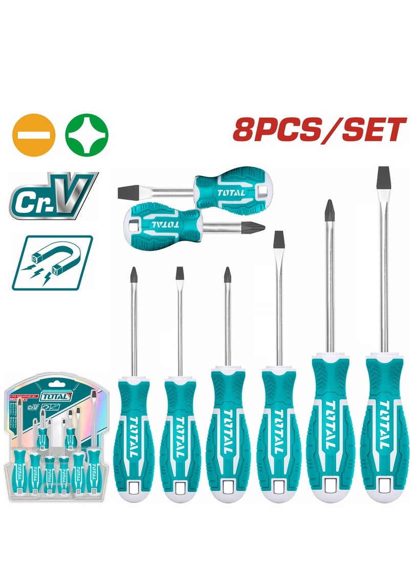TOTAL - Total 8 PCS Screwdriver Set – High-Quality CR-V Hand Tools with Ergonomic Handle for Home and Professional Use - Image 1
