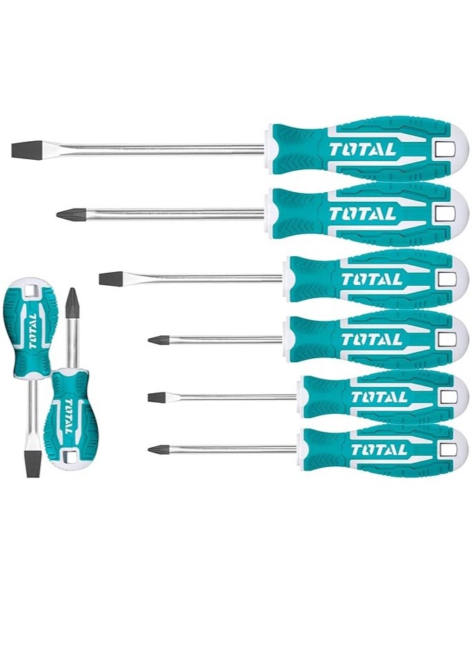 TOTAL - Total 8 PCS Screwdriver Set – High-Quality CR-V Hand Tools with Ergonomic Handle for Home and Professional Use - Image 1