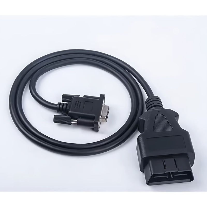 1pc OBD2 Cable 16 Pin to DB9 Female Serial Port RS232 Adapter Connector Black For Vehicles - Image 2