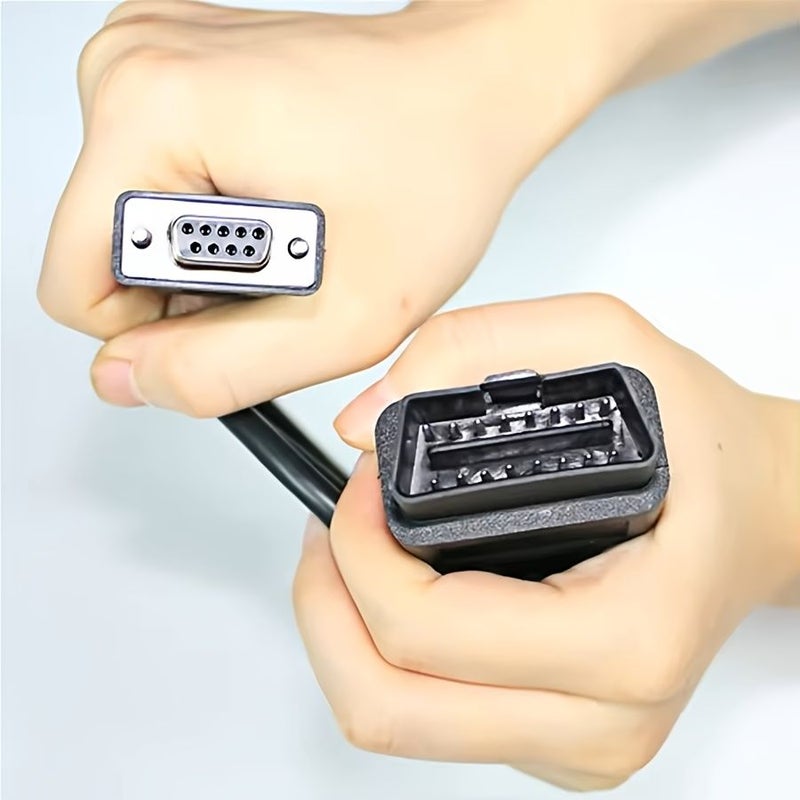 1pc OBD2 Cable 16 Pin to DB9 Female Serial Port RS232 Adapter Connector Black For Vehicles - Image 3