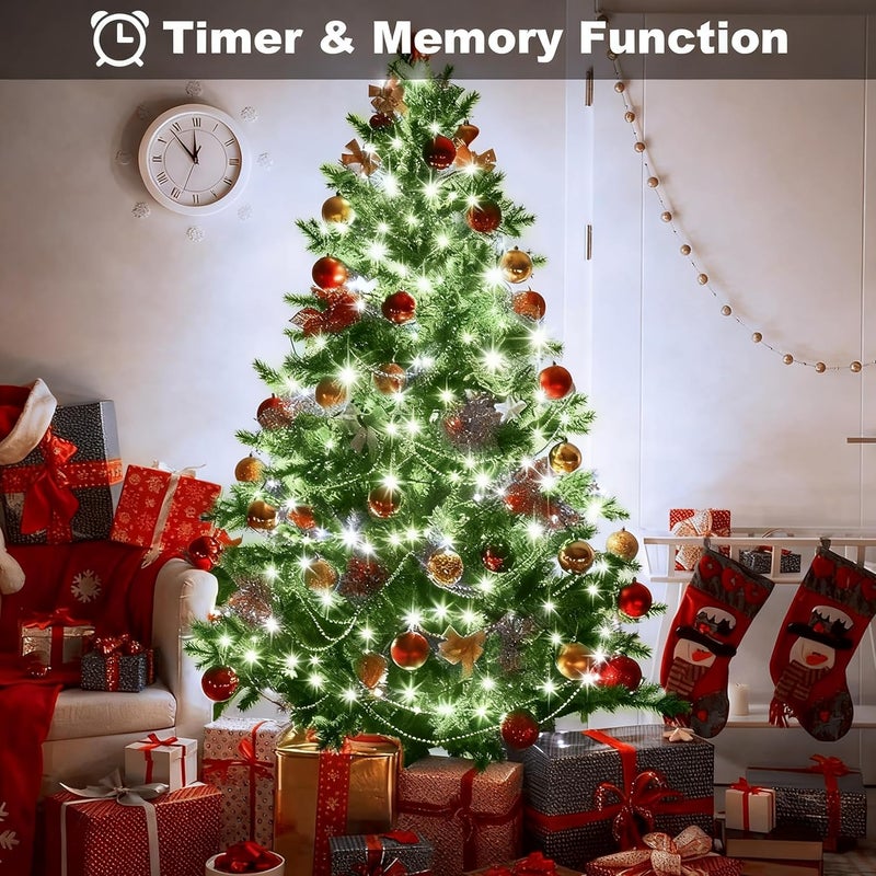 DealBeta 4 Pack Battery Operated Christmas Tree Lights,16.5 Ft String Lights with Auto Timer 8 Modes, 50 LED Wreath String Lights for Indoor Outdoor Xmas Tree Party Decor (Cool White) - Image 3