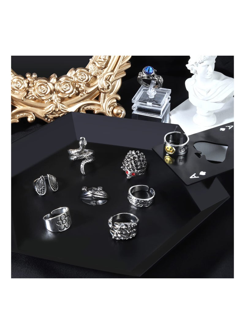 SOLARAE مجموعة خواتم فضية مطلية حيوانات لطيفة مفتوحة عتيقة غوث هيبي متطابقة وأنيقة ثعبان يحتضن وجه محظوظ هدية للأزواج النساء الرجال الفتيات 9 قطع - Image 5