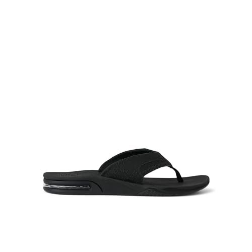 REEF Fanning Mens Bottle Opener Flip Flop, Arch Support, Durable Outsole, Water Friendly, All Black, 13 - Image 5