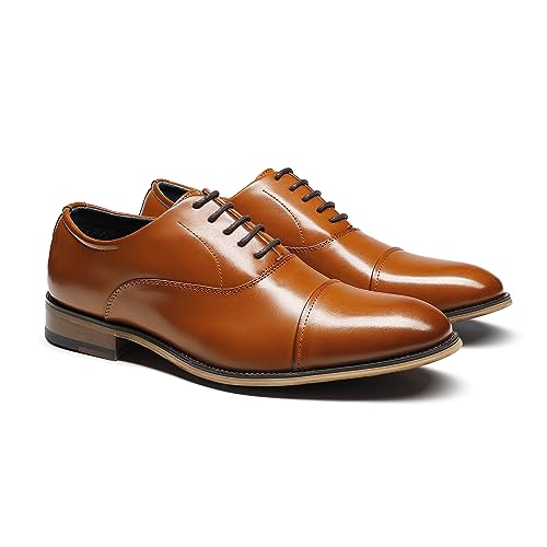 Bruno Marc Men's Lace Up Soft Cap-Toe Formal Dress Shoes,Size 6.5,Brown,Louis_2 - Image 3