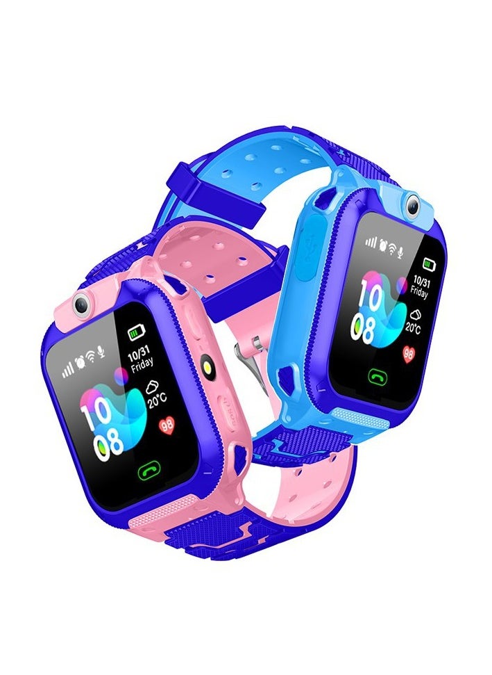 xozgdovg Q12 waterproof multilingual intelligent positioning of children's telephone watches/pink  - Image 1