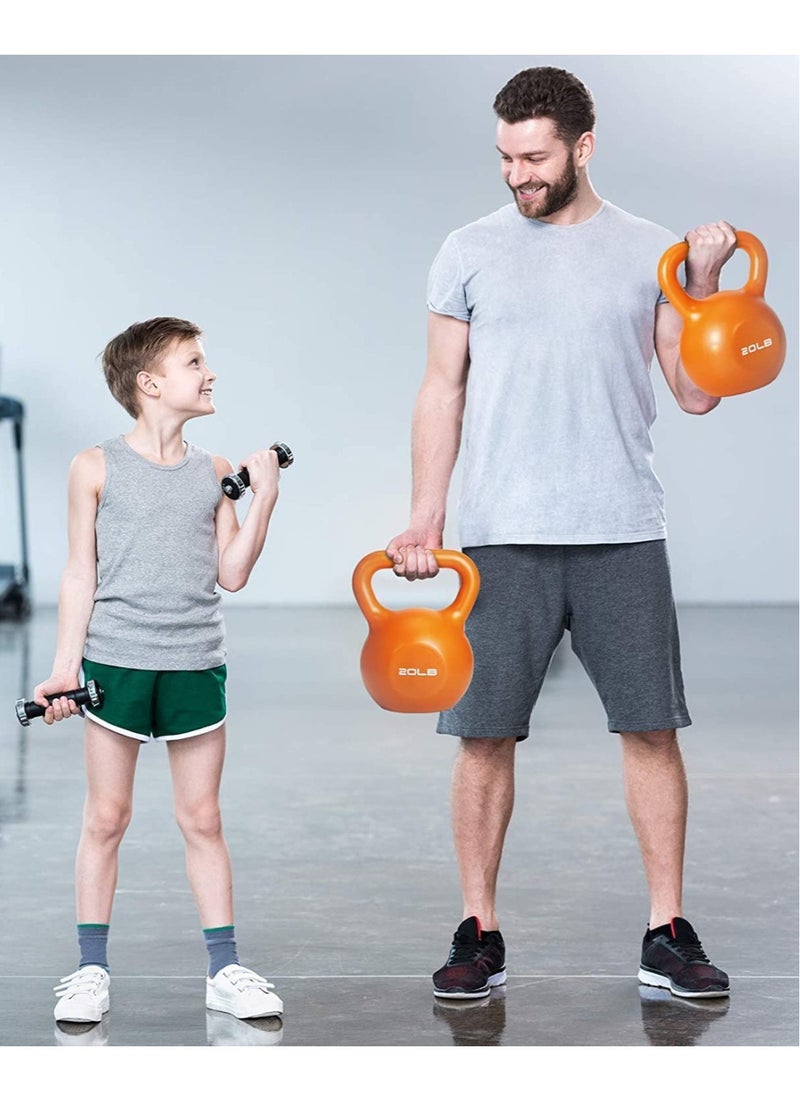 Maston - Kettlebell For Men & Women Vinyl Coated Cast Iron Kettlebell Exercise Fitness Kettlebell For Home & Gym Strength Workout (20Lbs Orange) - Image 1