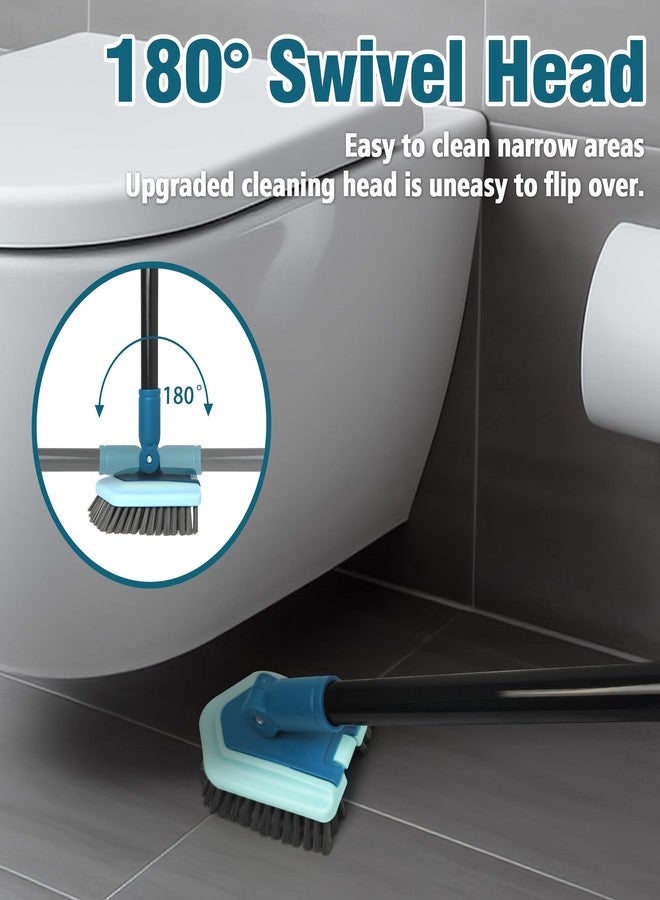 JEHONN Tub Tile Shower Scrubber Brush with Telescopic 51 inches Long Handle, 4 Different Cleaning Heads for Bathroom Bathtub Sink Floor Wall Baseboard (Blue) - Image 4