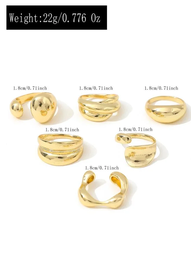 Take Two Gold Take Two Set of 6 - Assorted Chunky Rings for Women | Best Price UAE