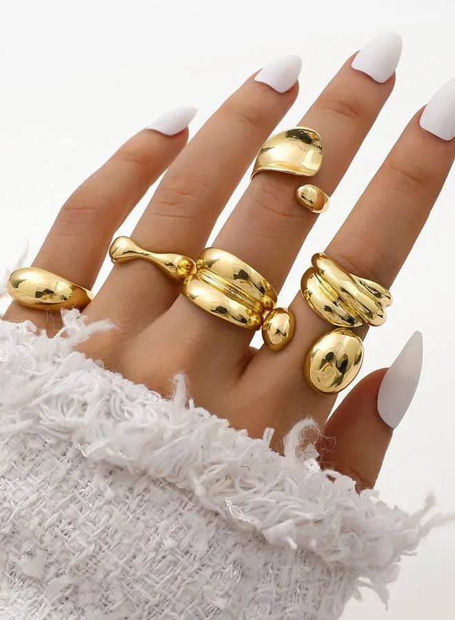 تايك تو طقم من 6 خواتم سميكة متنوعة