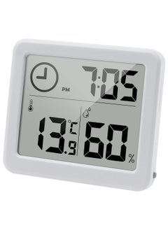 KASTWAVE Digital Thermo-Hygrometer Indoor Room Thermometer Hygrometer 3.2” Large LCD Screen Desktop Thermometer with Temperature and Humidity Monitor Meter Gauge with Clock (white)  - Image 1