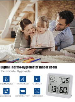 KASTWAVE Digital Thermo-Hygrometer Indoor Room Thermometer Hygrometer 3.2” Large LCD Screen Desktop Thermometer with Temperature and Humidity Monitor Meter Gauge with Clock (white)  - Image 3