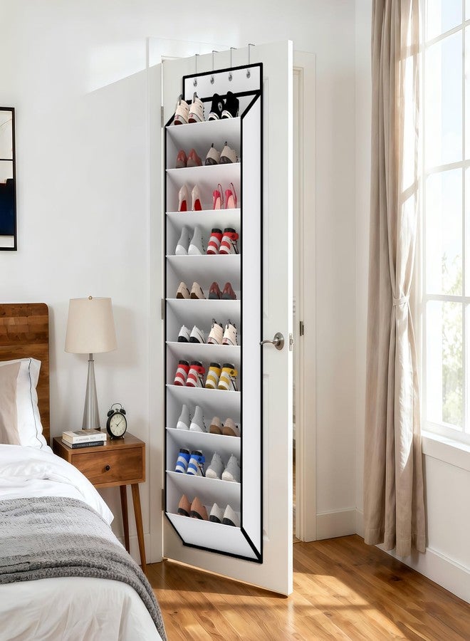KEEPJOY 10 Tiers White Over Door Shoe Organizer Storage, Hanging Shoe Holder for Door with Large Deep Pockets, Fit 20-30 Pairs Shoe Rack for Sneakers, Boots (White) - Image 2