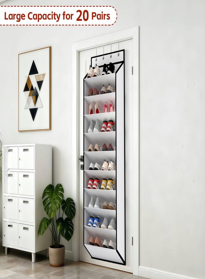 KEEPJOY 10 Tiers White Over Door Shoe Organizer Storage, Hanging Shoe Holder for Door with Large Deep Pockets, Fit 20-30 Pairs Shoe Rack for Sneakers, Boots (White) - Image 4