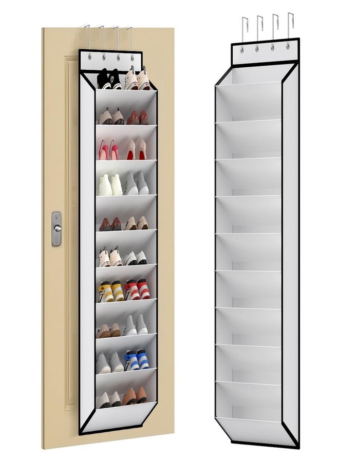 KEEPJOY 10 Tiers White Over Door Shoe Organizer Storage, Hanging Shoe Holder for Door with Large Deep Pockets, Fit 20-30 Pairs Shoe Rack for Sneakers, Boots (White) - Image 1